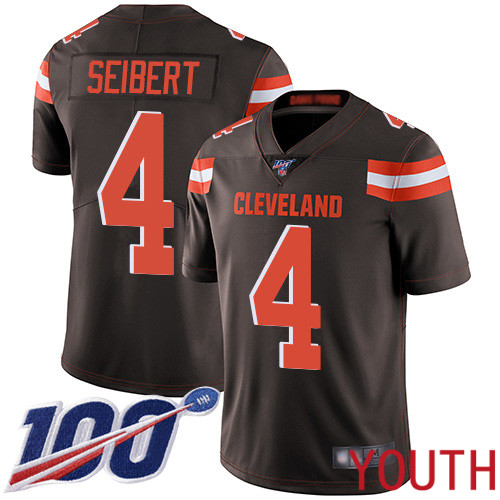 Cleveland Browns Austin Seibert Youth Brown Limited Jersey 4 NFL Football Home 100th Season Vapor Untouchable